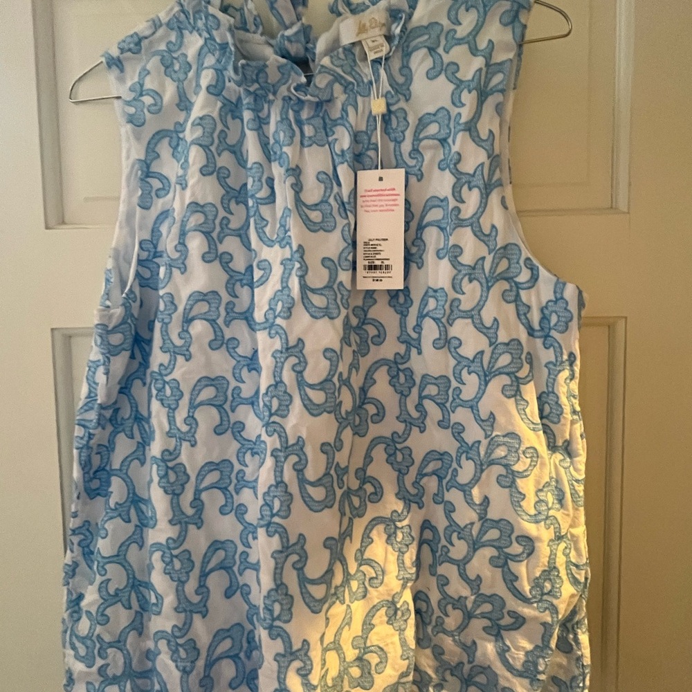 Lilly Pulitzer Light Blue Patterned Blouse